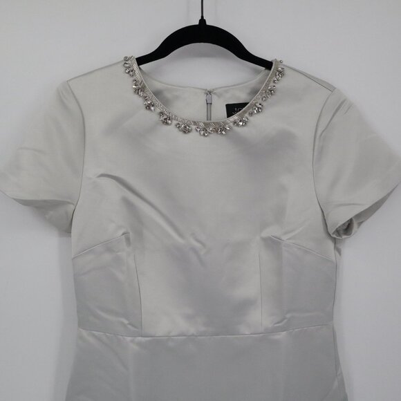 J. Crew Embellished Satin Dress Women 6 White Rich Auntie Core Event Holiday NWT - Picture 13 of 16